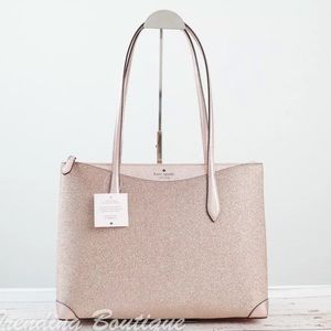 Kate Spade Shimmy Glitter Tote Shoulder Bag in Rose Gold